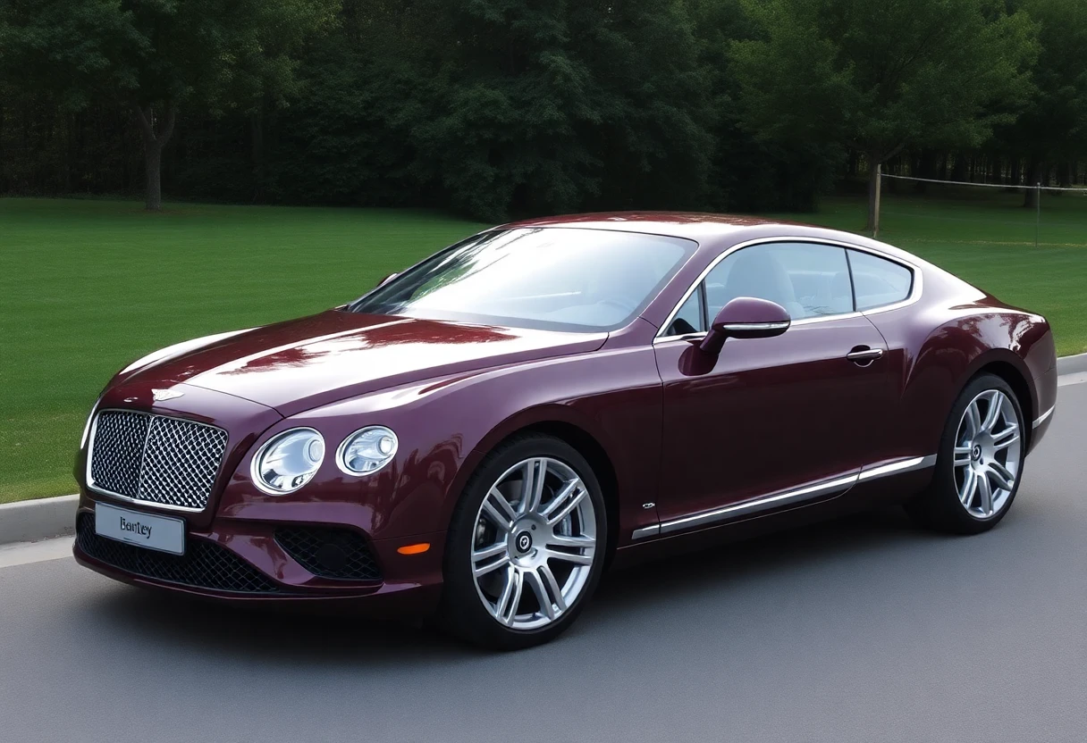 Bentley Batur, coupé de luxe bordeaux, vue de côté